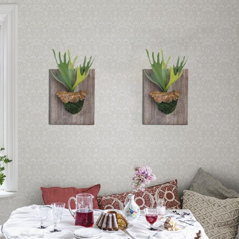 Oairse Sztuczne rośliny 34 cm, sztuczna paproć rogacza z kwietnikiem