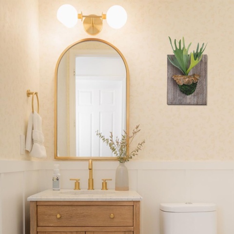 Oairse Sztuczne rośliny 34 cm, sztuczna paproć rogacza z kwietnikiem