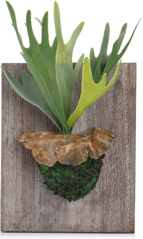 Oairse Sztuczne rośliny 34 cm, sztuczna paproć rogacza z kwietnikiem