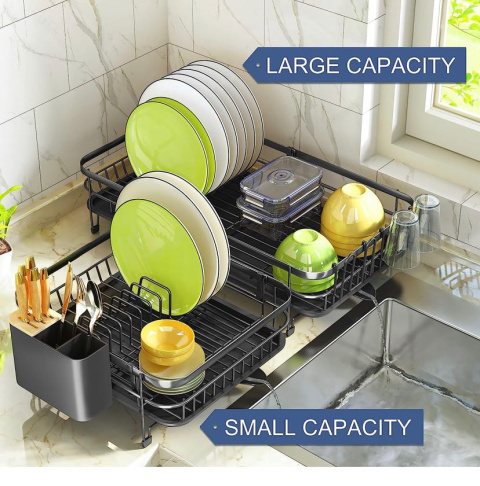 Ociekacz do naczyń, rozszerzalny (32,5 cm - 54,6 cm) stojak do suszenia naczyń czarny