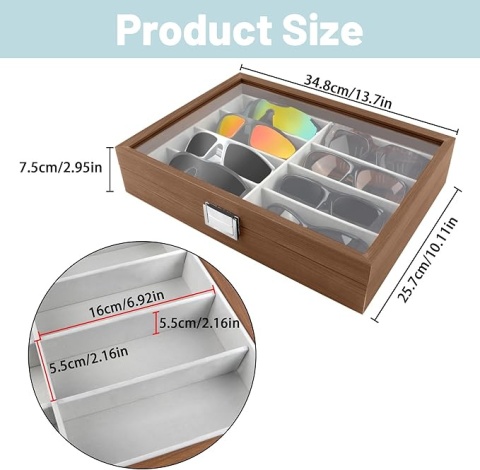 Organizer na okulary 8 przegródek organizer do przechowywania Homeanda