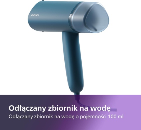 Philips Parownica Ręczna Serii 3000 Moc 1000 W, 20 g/min Ciągłej Pary
