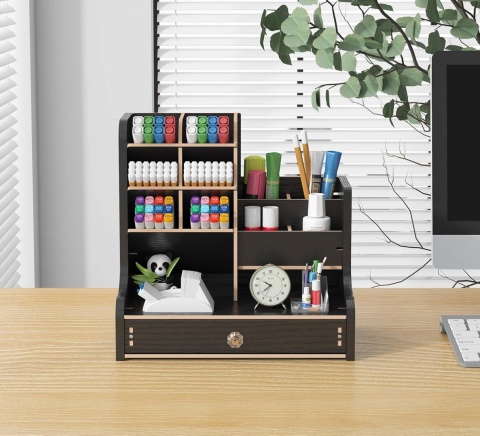 RUIXUE Organizer na biurko drewniany na długopisy wielofunkcyjny