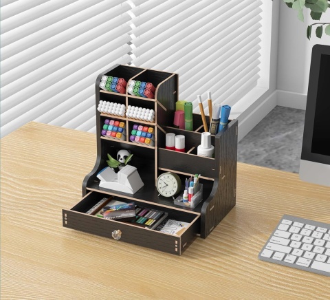 RUIXUE Organizer na biurko drewniany na długopisy wielofunkcyjny