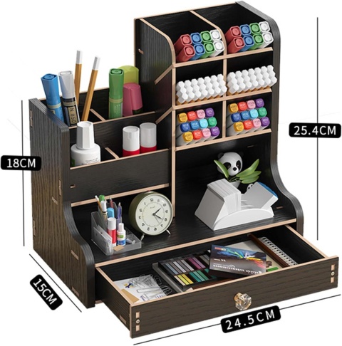 RUIXUE Organizer na biurko drewniany na długopisy wielofunkcyjny