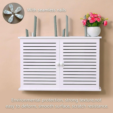 Router rack Naścienna pływająca półka na router WiFi, 2 poziomy