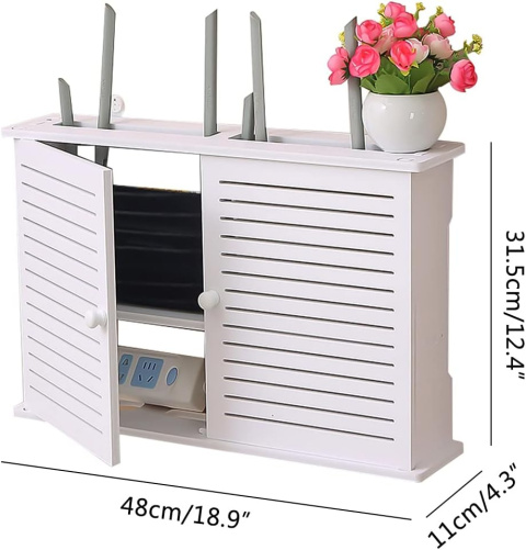 Router rack Naścienna pływająca półka na router WiFi, 2 poziomy