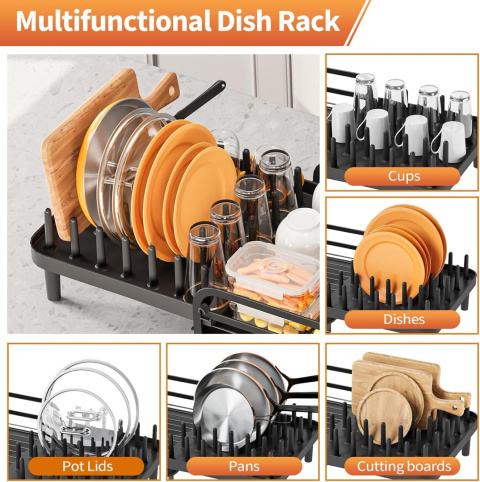 Rozsuwana suszarka do naczyń na blat kuchenny, ociekacz