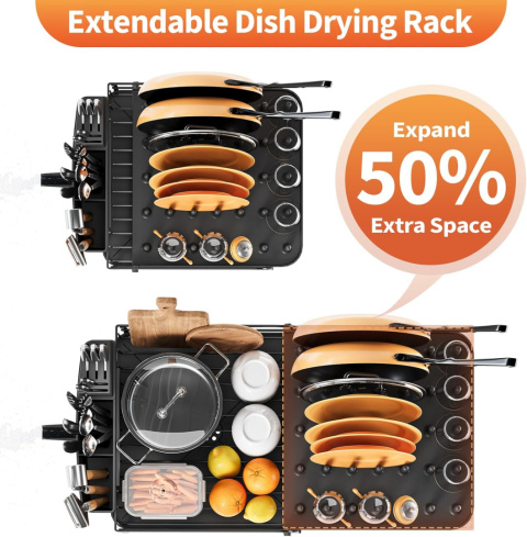 Rozsuwana suszarka do naczyń na blat kuchenny, ociekacz