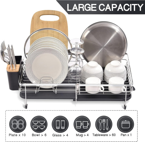 Rozszerzalna suszarka do naczyń, regulowana, stal nierdzewna