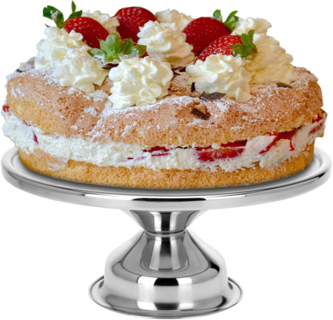 Spetebo Patera na tort ze stali nierdzewnej z nóżką – 33 cm