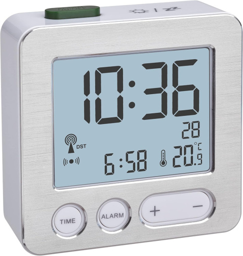 Tfa Dostmann Cyfrowy Budzik Radiowy, temperatura, alarm