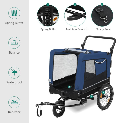 YITAHOME Przyczepa rowerowa dla psa 3 w 1 z obrotowym kołem