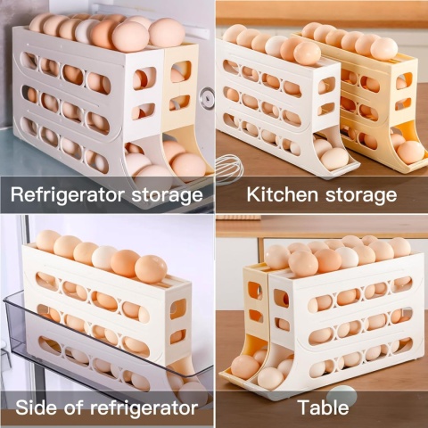 Ysguyyz 4-poziomowy automatyczny dozownik jajek do organizacji lodówki