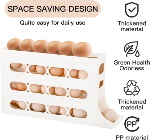 Ysguyyz 4-poziomowy automatyczny dozownik jajek do organizacji lodówki