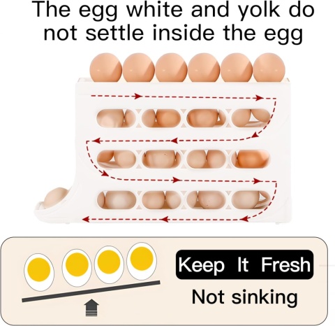 Ysguyyz 4-poziomowy automatyczny dozownik jajek do organizacji lodówki