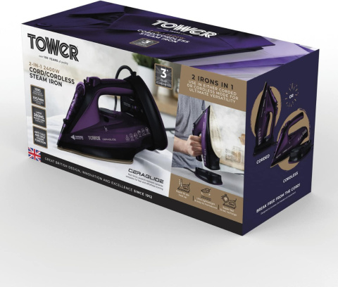 Żelazko Parownica Tower T22008 2400 W, bezprzewodowe