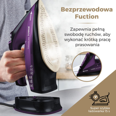 Żelazko Parownica Tower T22008 2400 W, bezprzewodowe