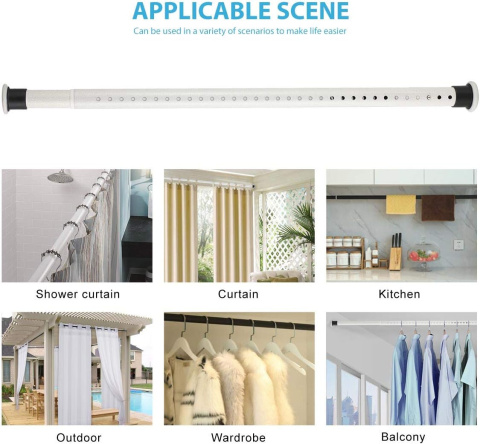 110 - 410 cm, bardzo długi karnisz, nie wymaga wiercenia, wysuwany