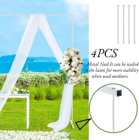 GARFANS Łuk weselny, metalowy dekoracyjny łuk ślubny, 2 m x2 m (biały)