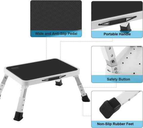 HBTower Taboret, drabina, składany podnóżek z regulacją wysokości
