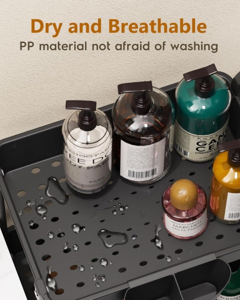 HBTower Wózek Kuchenny 3 Poziomy na Kółkach, Wielofunkcyjny z Półkami