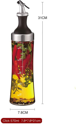 HOMENATUR Butelka na Olej ziolowy ze Szkła - dozownik, sitko 570 ml