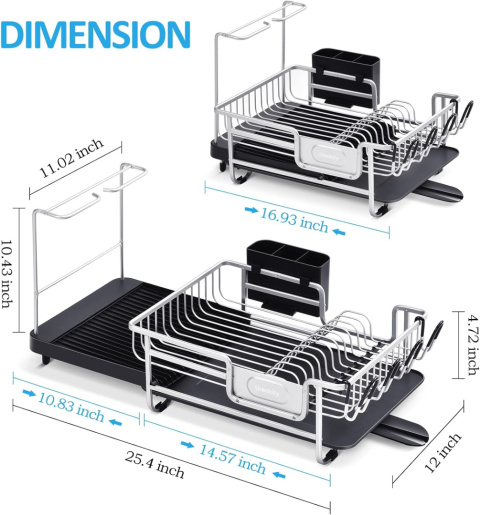 Rozkładana suszarka do naczyń - Aluminiowa ociekacz nadblatowy