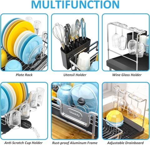 Rozkładana suszarka do naczyń - Aluminiowa ociekacz nadblatowy