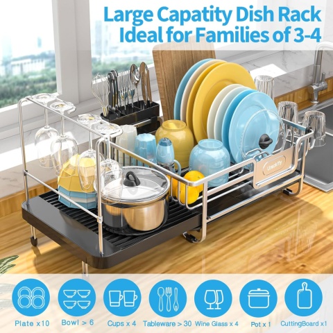 Rozkładana suszarka do naczyń - Aluminiowa ociekacz nadblatowy