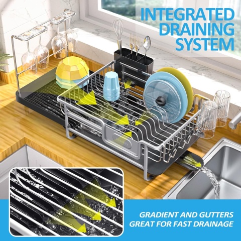 Rozkładana suszarka do naczyń - Aluminiowa ociekacz nadblatowy