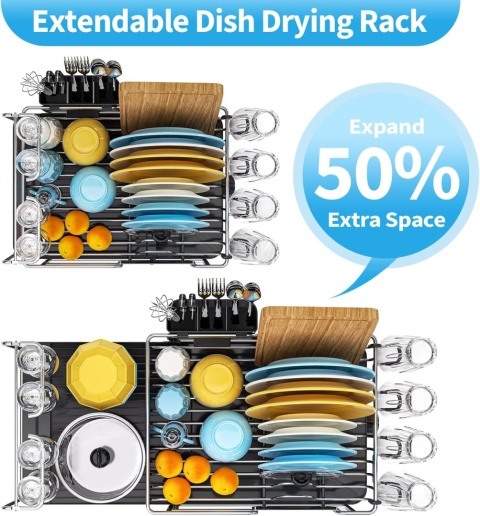 Rozkładana suszarka do naczyń - Aluminiowa ociekacz nadblatowy