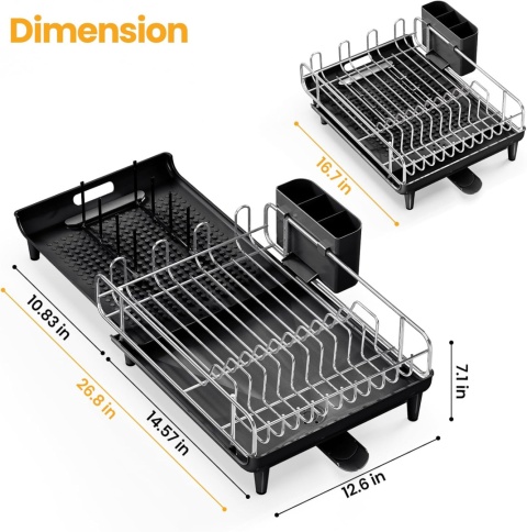 Rozsuwana suszarka do naczyń na blat kuchenny, ociekacz