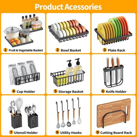 Suszarka do naczyń nad zlewem, regulowana plus akcesoria