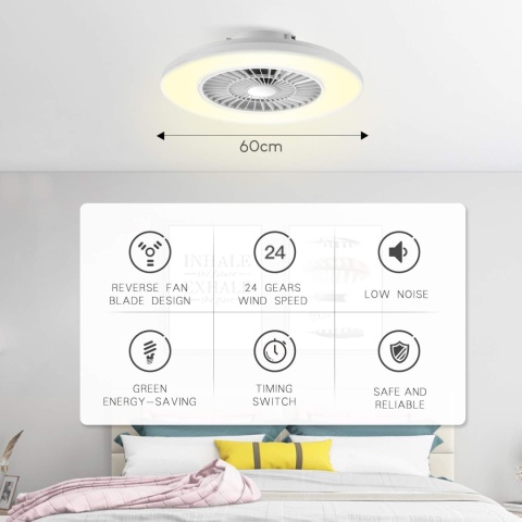 Wentylator Lampa sufitowa LED 60 cm, regulowana prędkość , 3000-5500 K