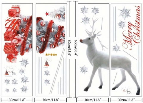 YULOONG Statyczna naklejka na okno bożonarodzeniowe, zdejmowana