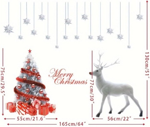 YULOONG Statyczna naklejka na okno bożonarodzeniowe, zdejmowana