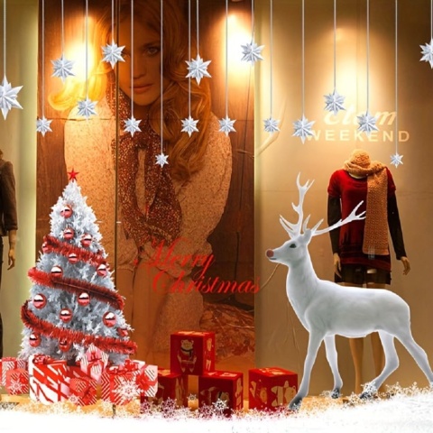 YULOONG Statyczna naklejka na okno bożonarodzeniowe, zdejmowana