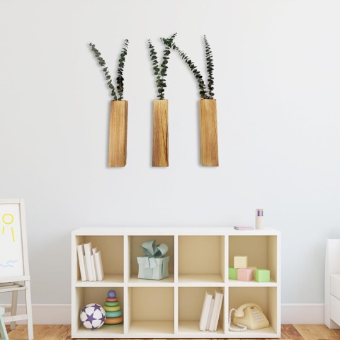 3 sztuki wazonów ściennych, drewnianych 3 sztuki wazonów ściennych, drewnianych