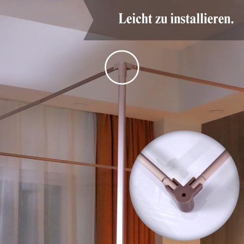 Beyeutao Rama baldachimu w kolorze różowego złota 150x200 cm aluminium