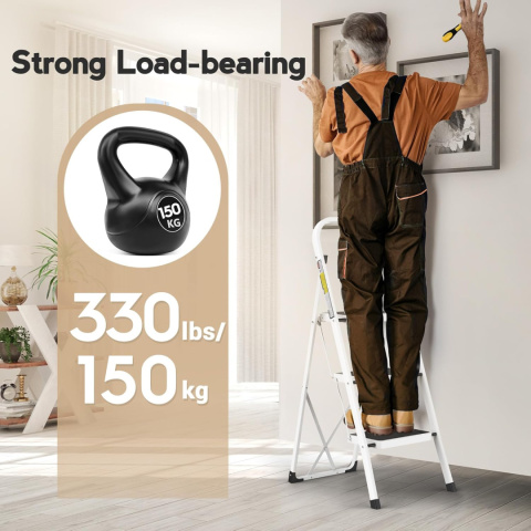 Drabina 3-stopniowa HBTower z antypoślizgowym stopnie 20 cm, do 150 kg Drabina 3-stopniowa HBTower z antypoślizgowym stopnie 20 cm, do 150 kg