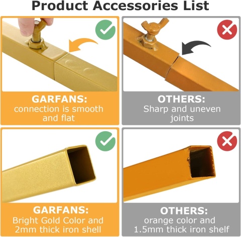 GARFANS Złoty łuk ślubny, metalowy 2 m skladany