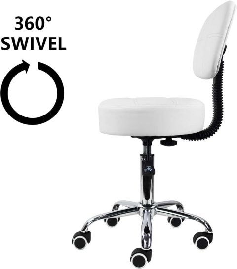 KKTONER Stołek roboczy na kółkach z oparciem o wysokości 50-64 cm KKTONER Stołek roboczy na kółkach z oparciem o wysokości 50-64 cm