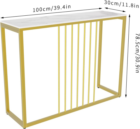 Konsola FATIVO Marmur 100 x 30 x 78,5cm biały, złoty Konsola FATIVO Marmur 100 x 30 x 78,5cm biały, złoty