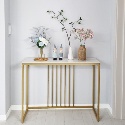 Konsola FATIVO Marmur 100 x 30 x 78,5cm biały, złoty Konsola FATIVO Marmur 100 x 30 x 78,5cm biały, złoty