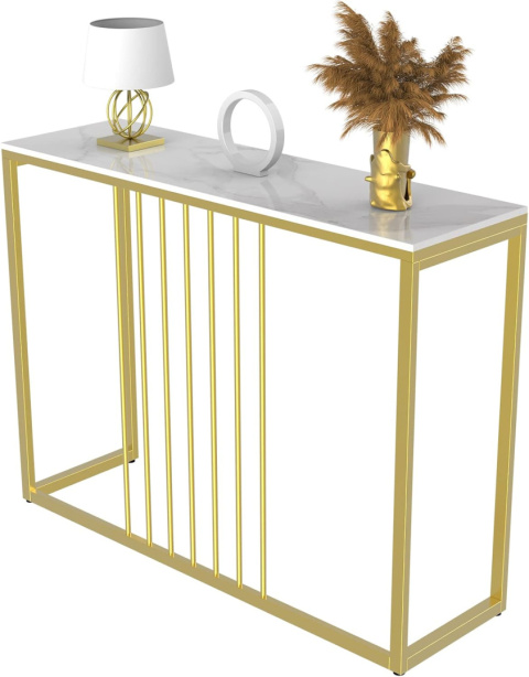 Konsola FATIVO Marmur 100 x 30 x 78,5cm biały, złoty Konsola FATIVO Marmur 100 x 30 x 78,5cm biały, złoty