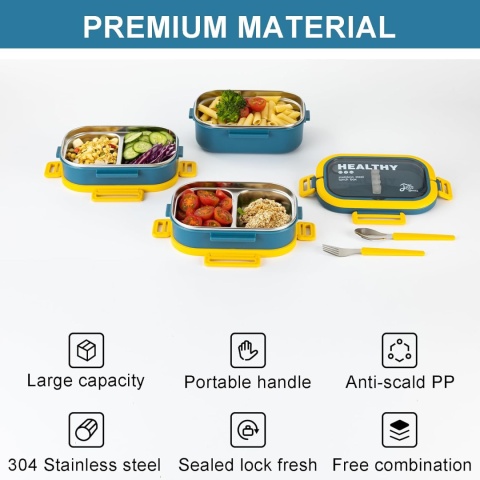 Lille Home 3-poziomowy pojemnik Bento 2,45 l + torba termiczna