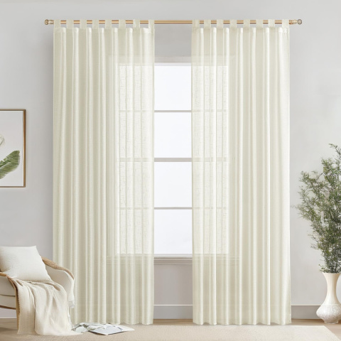 MIULEE Zasłony z woalu, efekt lnu, półprzezroczyste, 2 szt 140 x 260 MIULEE Zasłony z woalu, efekt lnu, półprzezroczyste, 2 szt 140 x 260