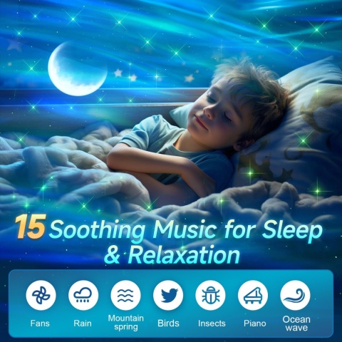 Projektor nieba Galaxy LED, lampka nocna, głośnik HiFi Bluetooth