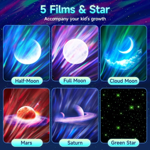 Projektor nieba Galaxy LED, lampka nocna, głośnik HiFi Bluetooth